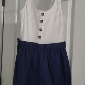 Stylish White and Navy Dress